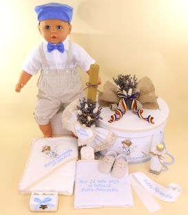 Trusou botez baieti de vara ingerasul Rafael cu tricolor set complet