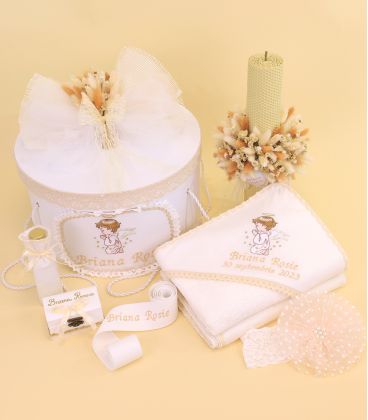 Set-botez-fete-rochita-lumanare-ingeras-ivory