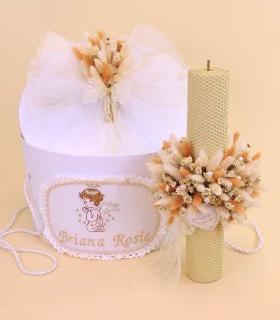 Set-botez-fete-rochita-lumanare-ingeras-ivory