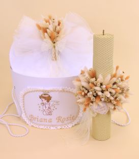 Set-botez-fete-rochita-lumanare-ingeras-ivory