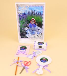 Tavita pentru mot fete cu poza dantela si perle 7 piese