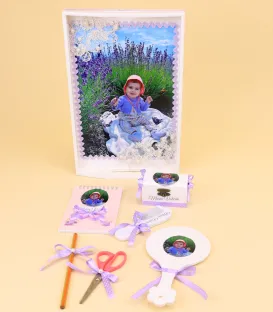 Tavita pentru mot fete cu poza dantela si perle 7 piese