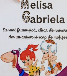 Mesaj pe tavita mot fete personalizata Pebbles Flinstone model 7 piese