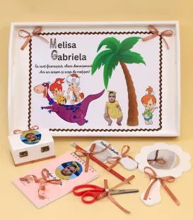 Set tavita mot fete personalizata Pebbles Flinstone model 7 piese