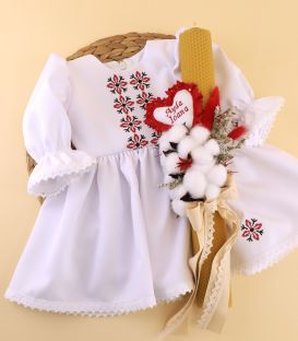Rochita traditionala botez  cu lumanare Atelierele Cris