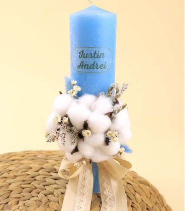 Lumanare botez flori de bumbac Atelierele Cris