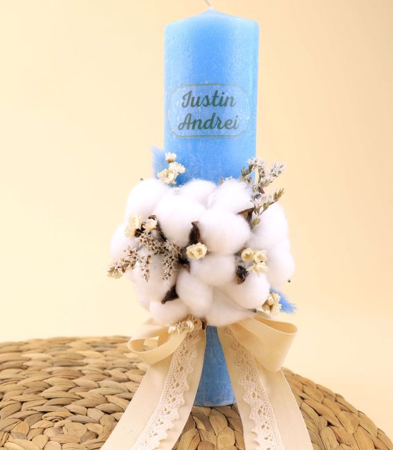Lumanare botez flori de bumbac Atelierele Cris