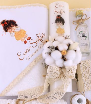 Lumanare botez bumbac model fetita colectia 2024 Atelierele Cris