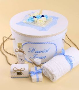 Set complet botez brodat cu rugaciunea inger ingerasul meu din 16 piese