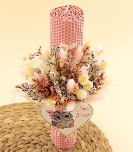 Trusou botez complet fete Bufnita roz pudra