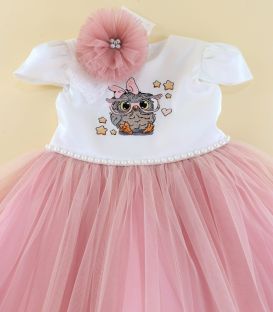 Trusou botez complet fete Bufnita roz pudra