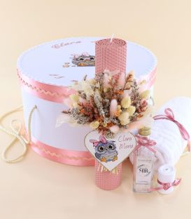Trusou botez complet fete Bufnita roz pudra