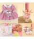 Trusou botez fata muselina set complet cu rochita, cutie si lumanare