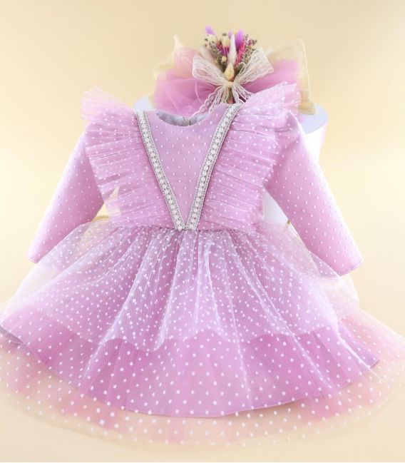 Trusou de botez complet fete ingeras, lila -6