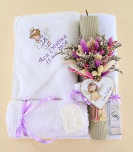 Trusou de botez complet fete ingeras, lila -10