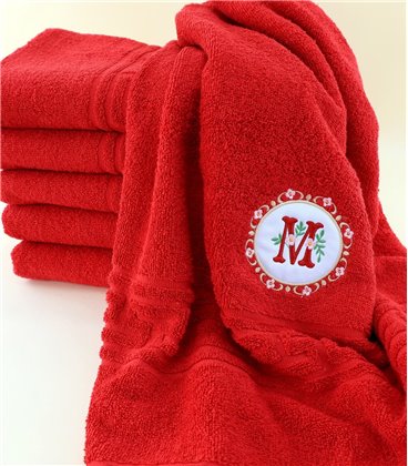 Prosop personalizat, rosu, broderie aplica monograma