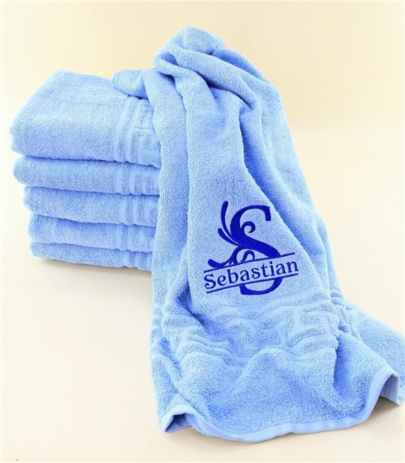 Prosop personalizat, albastru, broderie monograma cu nume-2