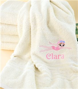 Prosop baie crem personalizat cu broderie inotatoare