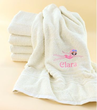 Prosop baie crem personalizat cu broderie inotatoare