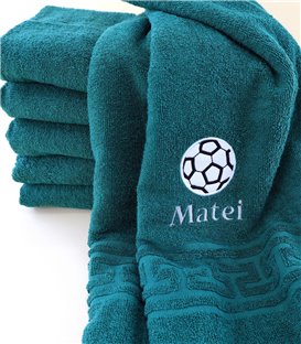 Prosop de baie din bumbac verde personalizat fotbal