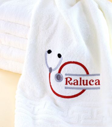 Prosop personalizat alb de bumbac cadou medic familie