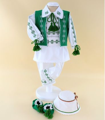 Trusou complet baiat traditional verde 15 piese tr44 - costum baieti