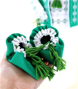 Trusou complet baiat traditional verde 15 piese tr44 - opinci