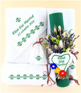 Trusou complet baiat traditional verde 15 piese tr44 - set biserica