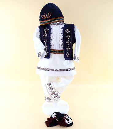 Trusou complet tradițional 17 piese bleumarin băieți - costumas botez