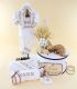 Set botez baiat traditional bej maro, elegant, broderie stelute