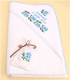 Prosop bebelus personalizat si sticluta de mir brodate traditional