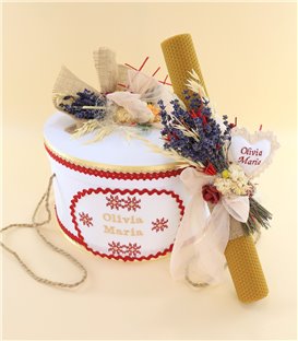 Set botez traditional - cutie si lumanare
