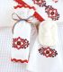 Trusou botez traditional personalizat model floare rosie - sticluta mir