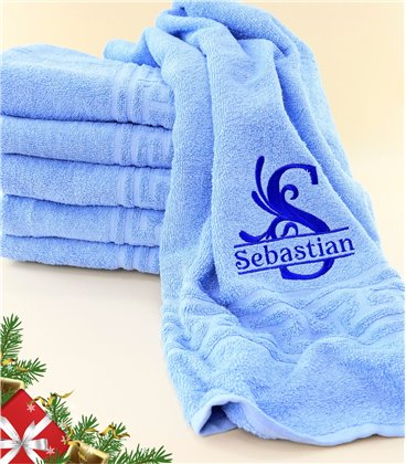Prosop personalizat, albastru, broderie monograma cu nume