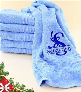 Prosop personalizat, albastru, broderie monograma cu nume