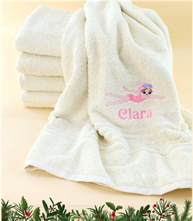 Prosop baie crem personalizat cu broderie inotatoare