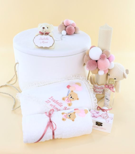 Trusou botez lux, fete personalizat set complet, ursulet, Isabelle