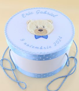 Trusou de Botez Complet pentru Baiat – Ursulet Pufos, Albastru, Iarna