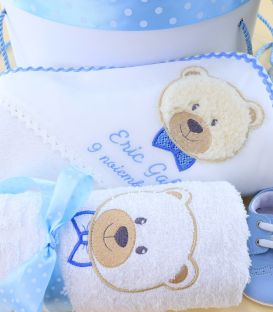 Trusou de Botez Complet pentru Baiat – Ursulet Pufos, Albastru, Iarna