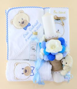 Trusou de Botez Complet pentru Baiat – Ursulet Pufos, Albastru, Iarna
