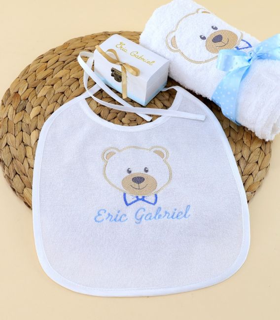 Trusou de Botez Complet pentru Baiat – Ursulet Pufos, Albastru, Iarna