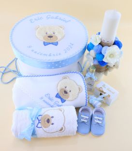 Trusou de Botez Complet pentru Baiat – Ursulet Pufos, Albastru, Iarna