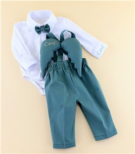 Trusou complet botez baiat personalizat – Ingeraș Verde