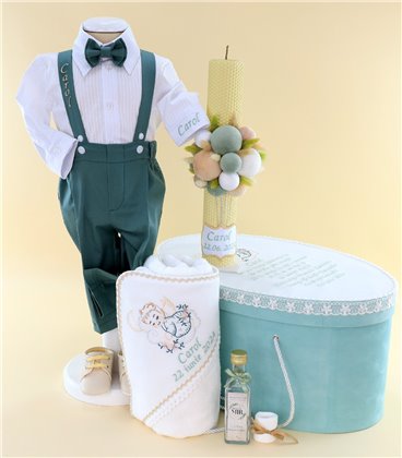 Trusou complet botez baiat personalizat – Ingeraș Verde