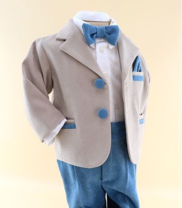 costumaș complet băiat, fundiță bleu