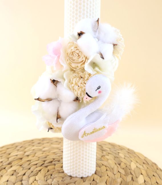 Trusou complet fete, 15 piese - rochita muselina,u lumanare, cutie, paltonas, broderi lebada