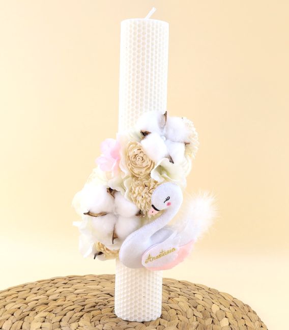 Trusou complet fete, 15 piese - rochita muselina,u lumanare, cutie, paltonas, broderi lebada