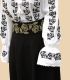 Costum popular dama alb-negru cu brâu lat brodat