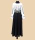 Costum popular dama alb-negru cu brâu lat brodat
