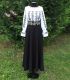 Costum popular dama alb-negru cu brâu lat brodat